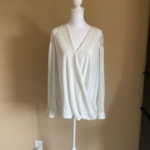 Asos White blouse, long sleeves and lacey shoulders